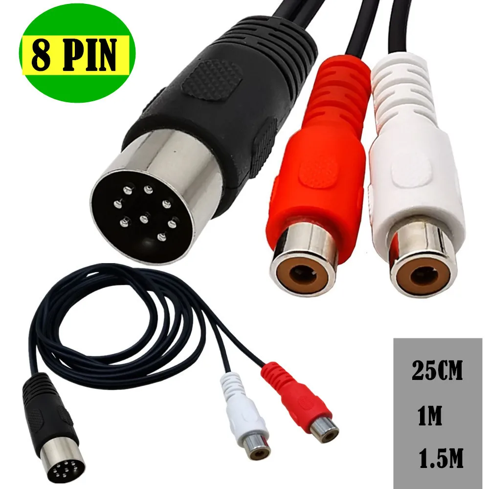 Din 8 Pin to 2RCA Cable 8Pin D - đánh giá và giá Audio Music Instrumental