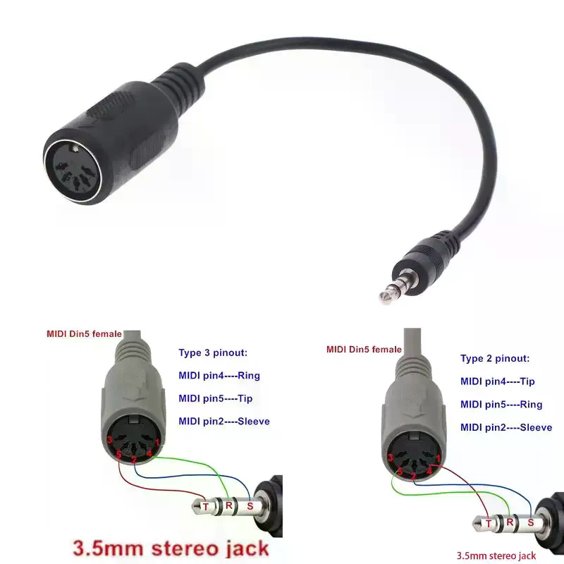MIDI Din 5 To 3.5mm TRS Conver - đánh giá và giá Audio Music Instrumental